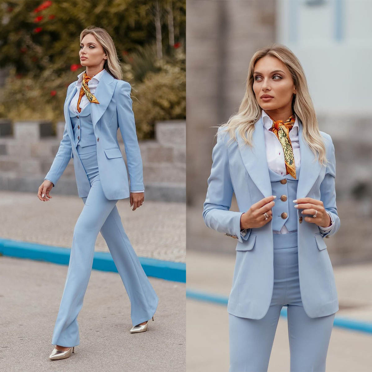 Women Formal Party Wear Dress - Trajes Formales para Mujer, Azul Cielo,