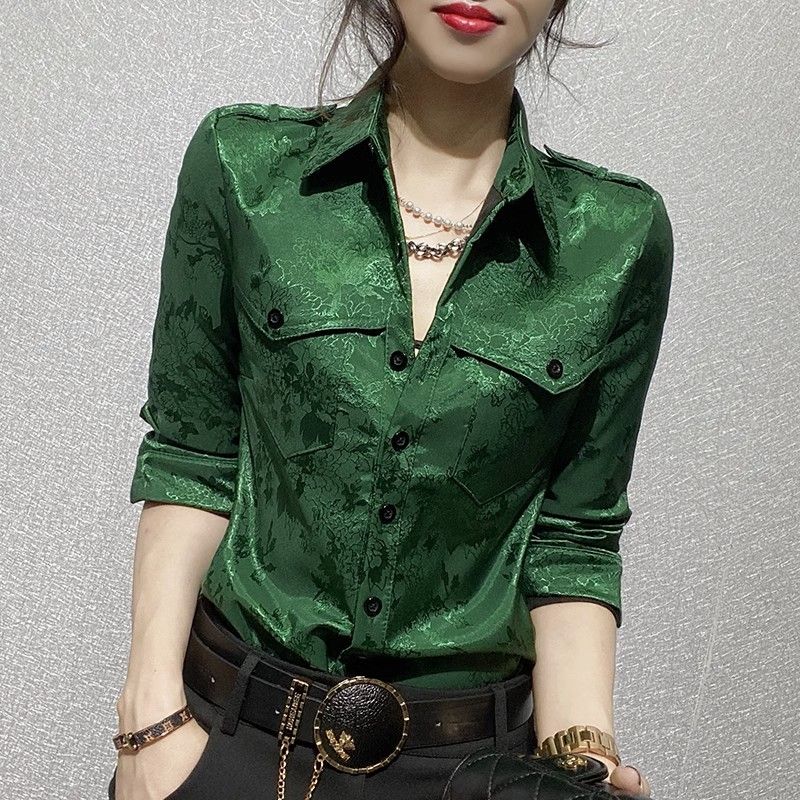 Women Formal Office Wear Tops - Blusa holgada de manga larga con