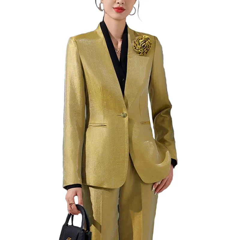 Women Formal Office Wear Tops - Conjuntos de pantalones y Blazer Pop