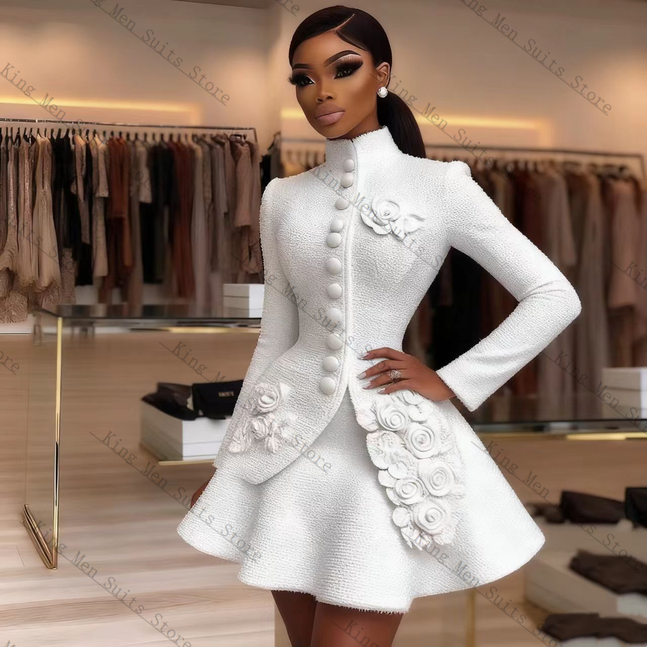 Women Formal Wear Blazer Set - Conjunto de traje blanco de lujo