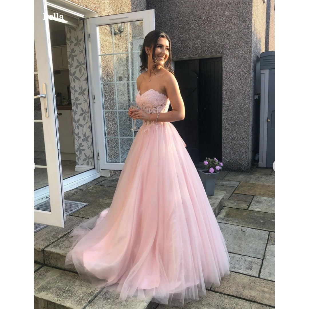 Women Formal Wear For Graduation - Vestido de fiesta rosa sin tirantes