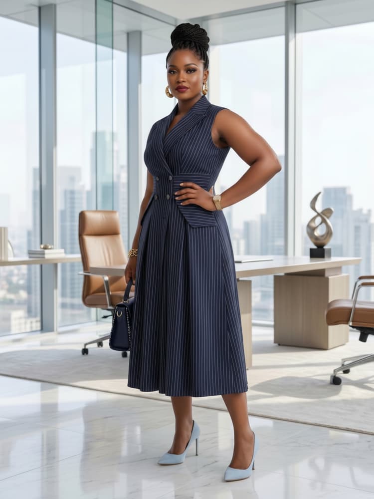 Vestido midi de talla grande c - Women Formal Office Wear Tops reseña y precio