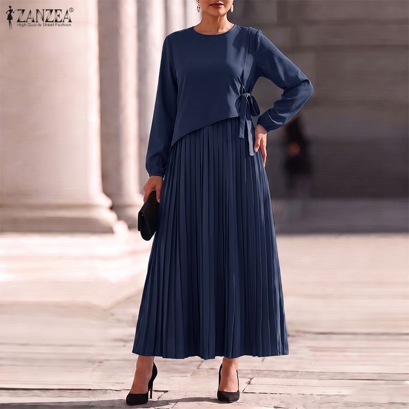 ZANZEA Vestido largo plisado d - Women Formal Office Wear Tops reseña y precio
