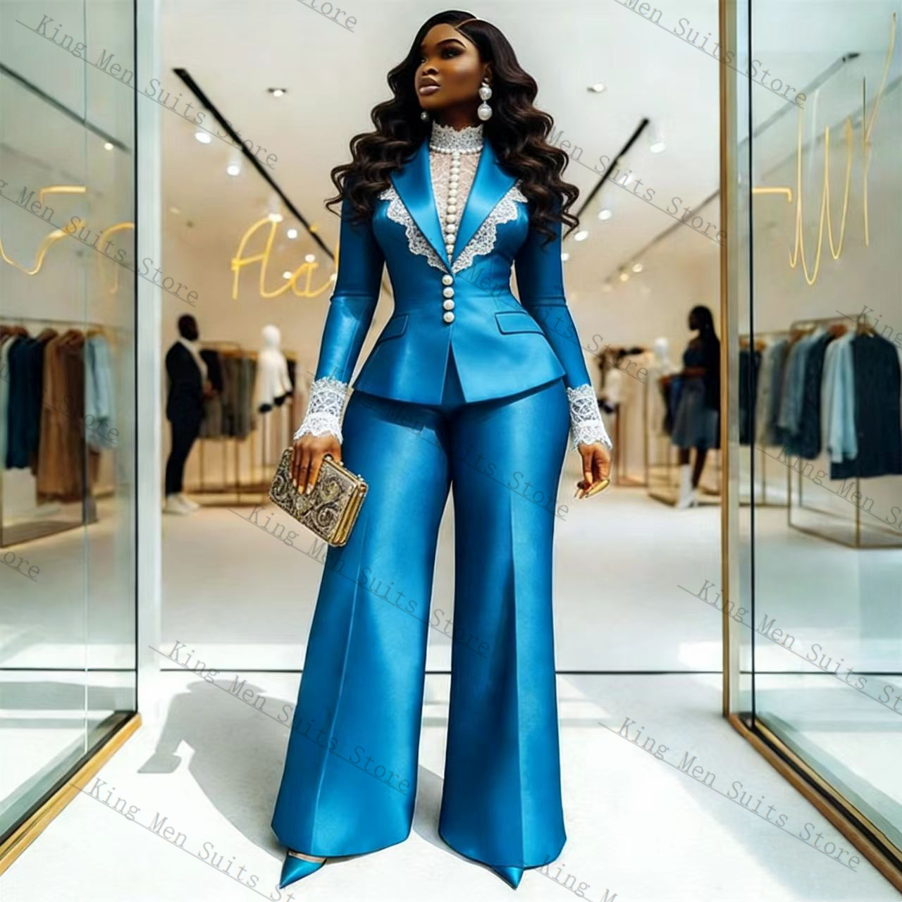 Conjunto de traje de encaje sa - Women Formal Wear Blazer Set reseña y precio