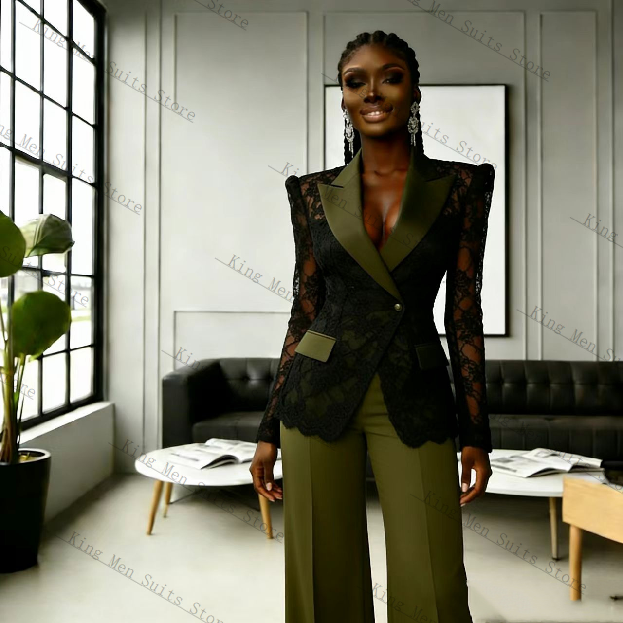 Traje de Encaje Verde y Negro  - Women'S Formal Wear For A Wedding Guest reseña y precio