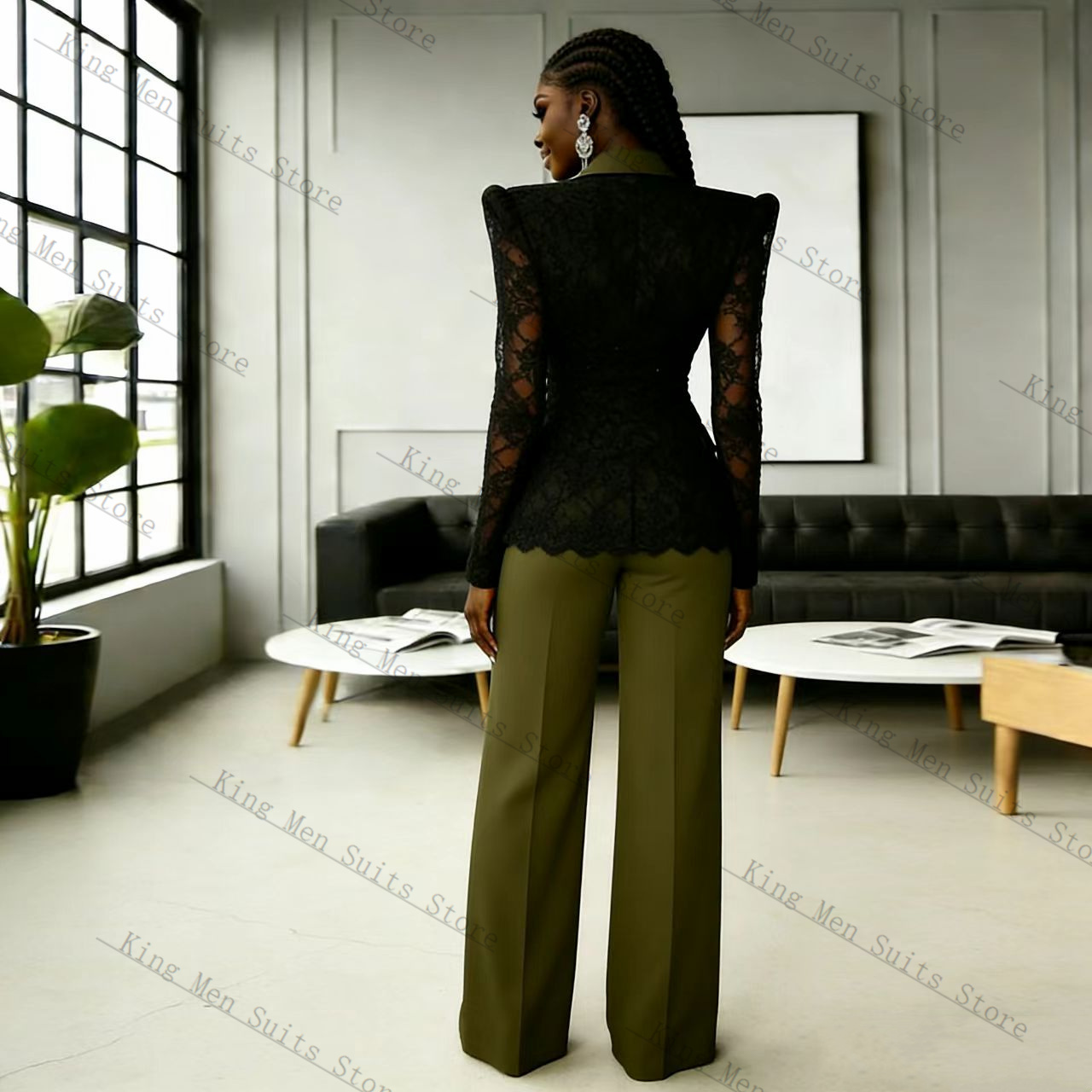 Traje de Encaje Verde y Negro  - Women'S Formal Wear For A Wedding Guest reseña y precio