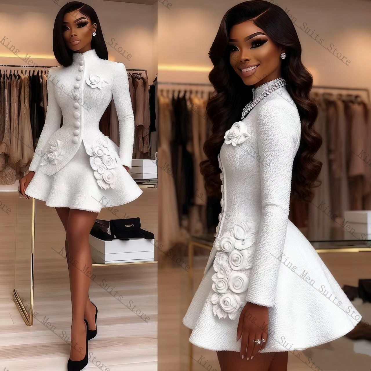 Conjunto de traje blanco de lu - Women Formal Wear Blazer Set reseña y precio