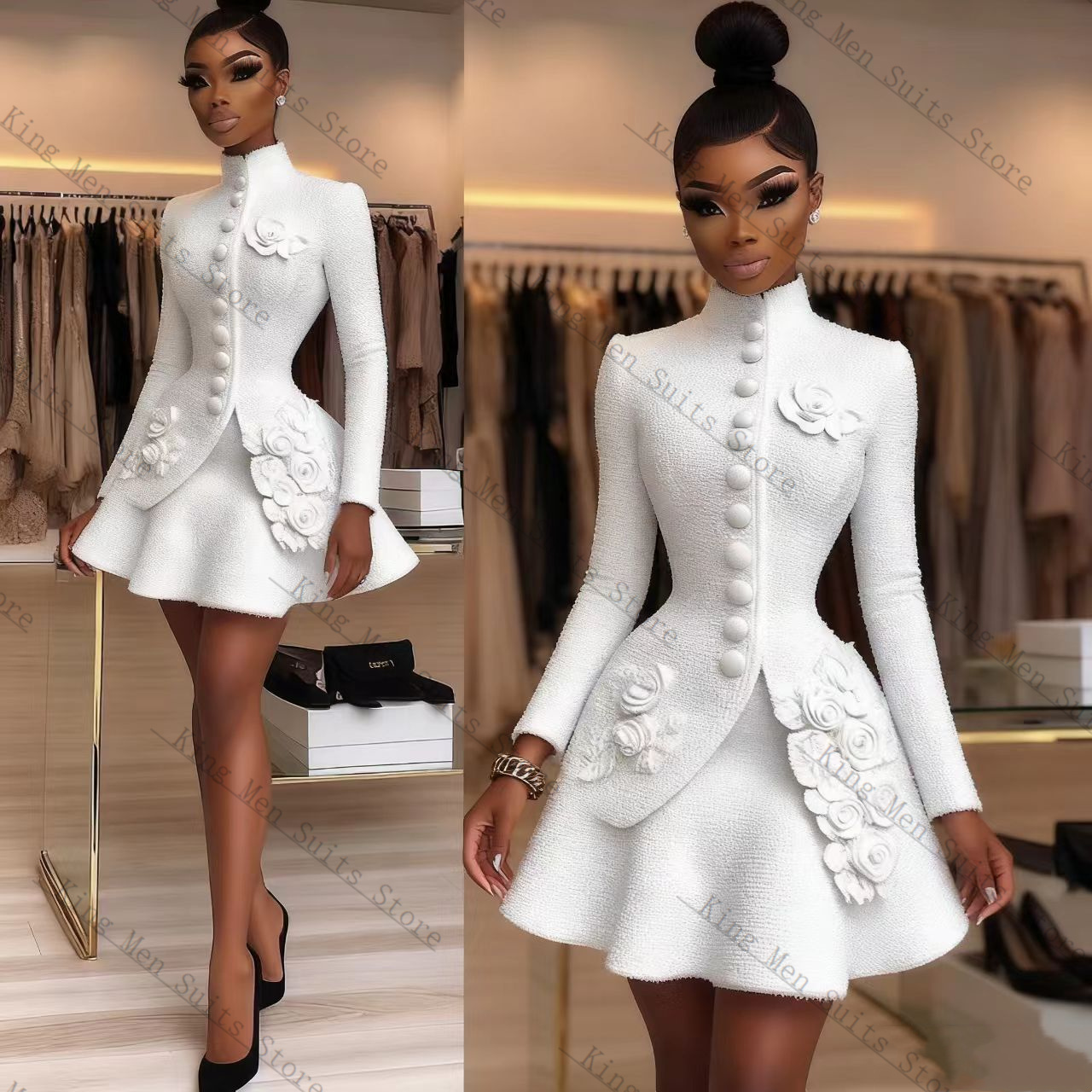 Conjunto de traje blanco de lu - Women Formal Wear Blazer Set reseña y precio