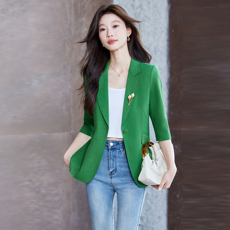 Blazer de Manga Tres Cuartos p - Women Formal Office Wear Tops reseña y precio
