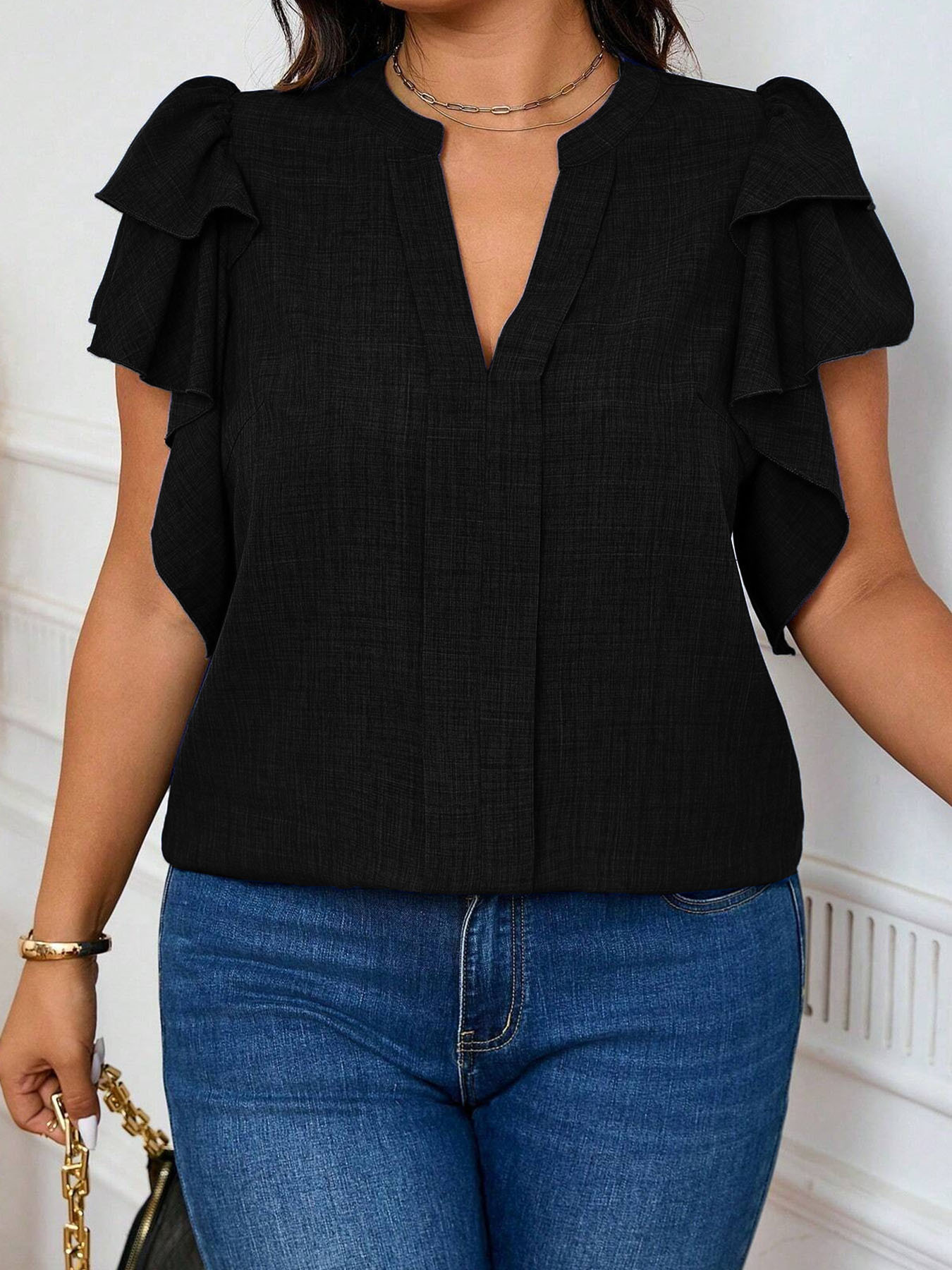 Blusa elegante con cuello en V - Women'S Formal Wear Blouse reseña y precio