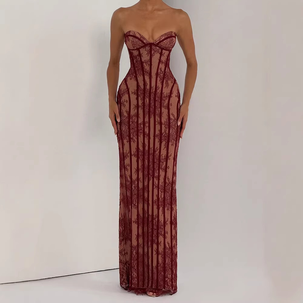 Vestido Maxi Ajustado sin Tira - Women Formal Party Wear Dress reseña y precio