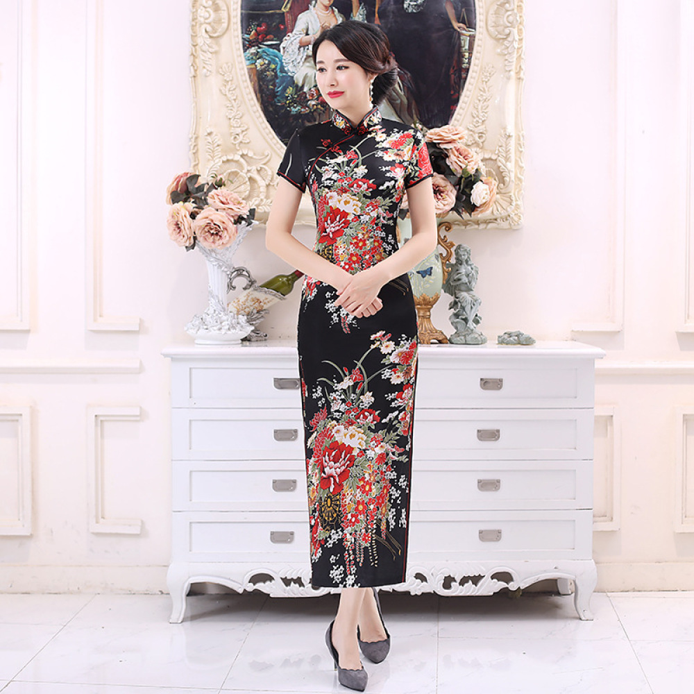 Vestido Largo Cheongsam de Sat - Women'S Formal Traditional Wear reseña y precio
